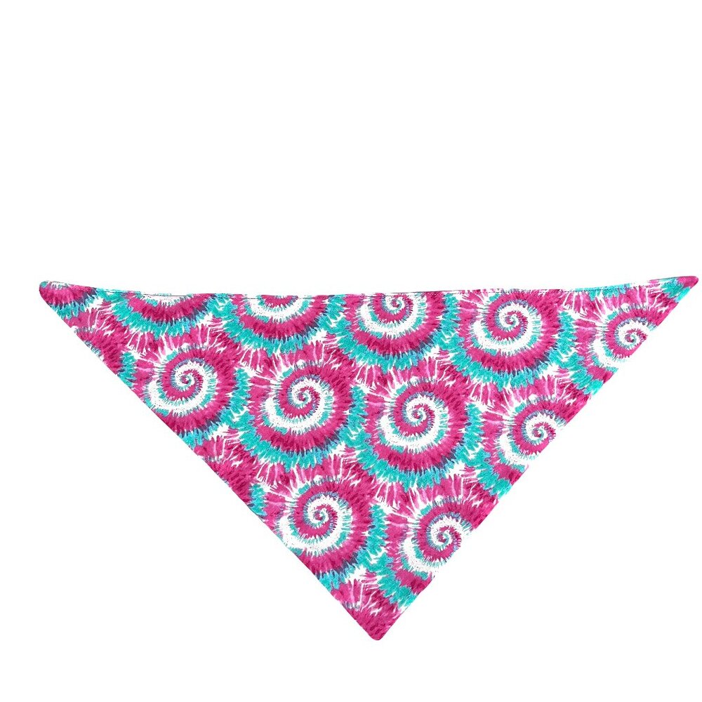 Handmade Double-Sided Cotton Purple Tie Dye Dog Bandana (Medium)